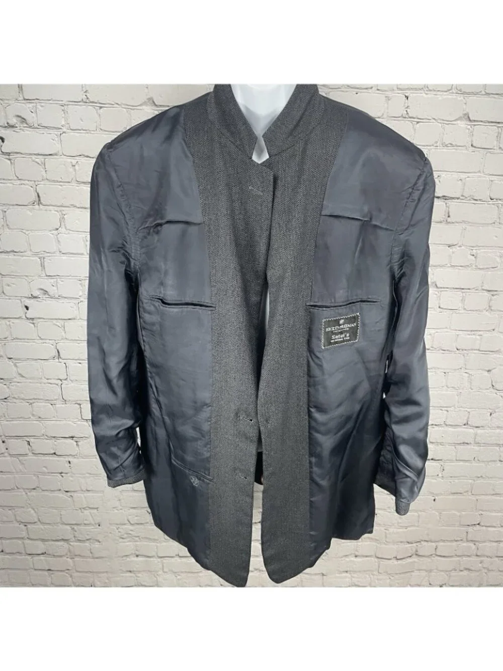 Hickey Freeman Grey Wool 2 Button Vented Blazer Sport Coat USA Made Size 44L